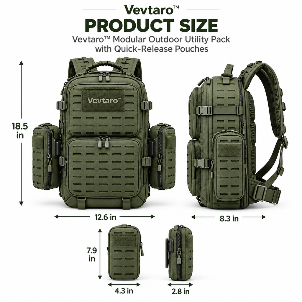 Vevtaro™ Modular Outdoor Utility Pack with Quick-Release Pouches