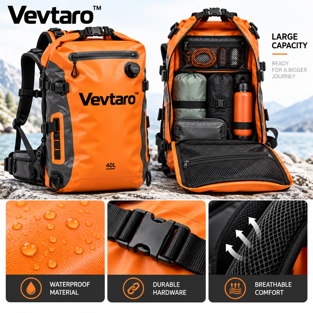 Vevtaro™ 40L Waterproof Dry Bag Backpack with Air Valve — Materials & Structure