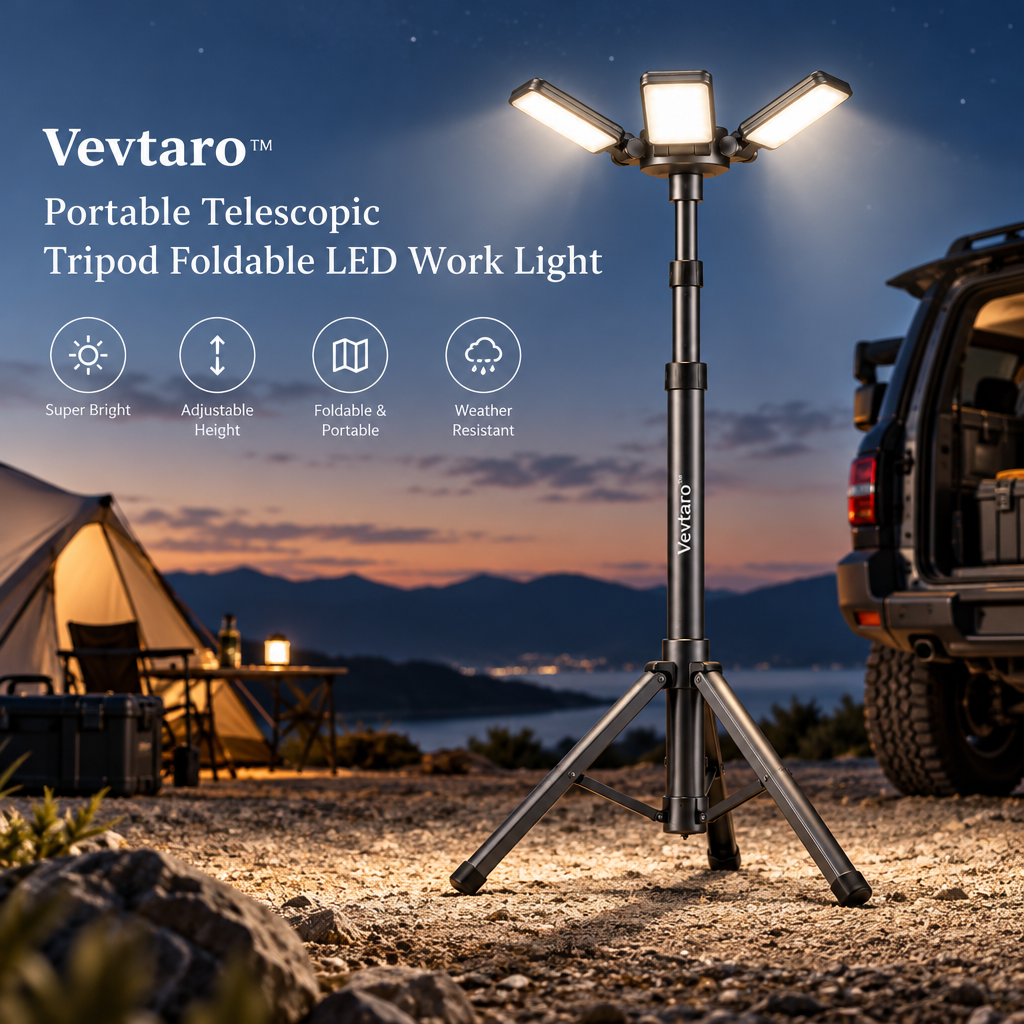 Vevtaro™ Portable Telescopic Tripod Foldable LED Work Light — Brand Hero