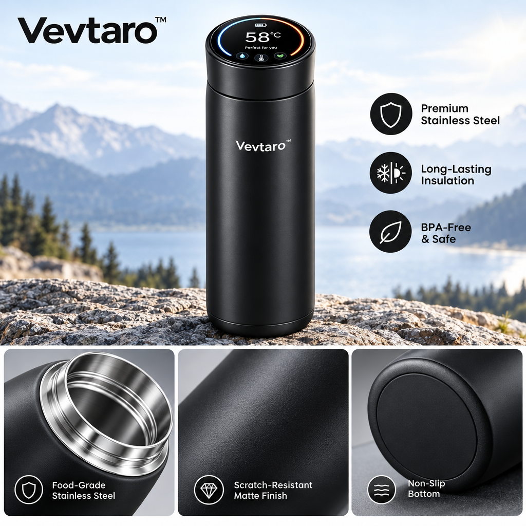 Vevtaro™ Smart LED Temperature Display Vacuum Insulated Water Bottle — Materials & Structure