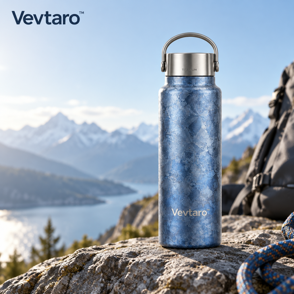 Vevtaro™ Blue Crystal Titanium Insulated Water Bottle — Lifestyle