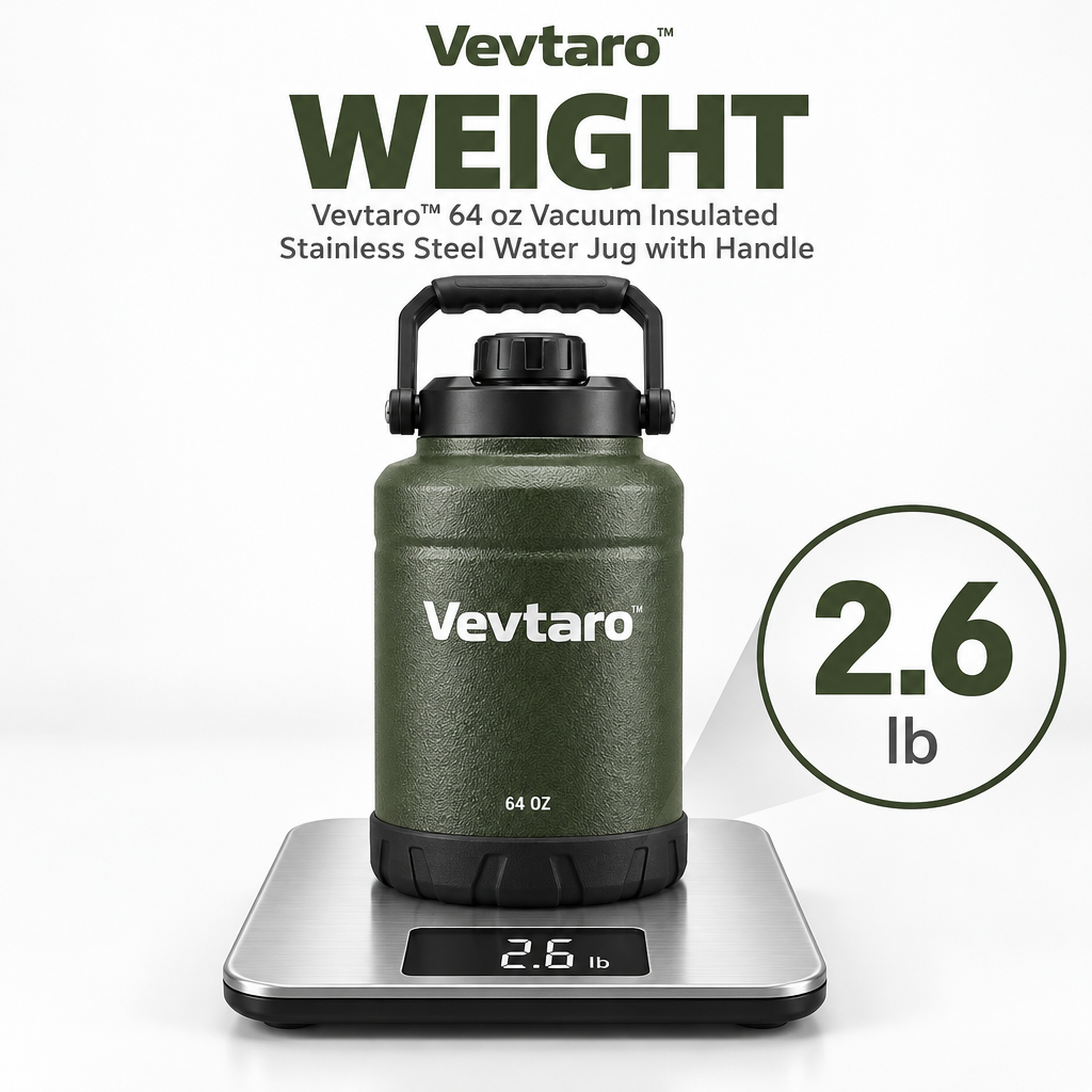Vevtaro™ 64 oz Vacuum Insulated Stainless Steel Water Jug with Handle — Weight
