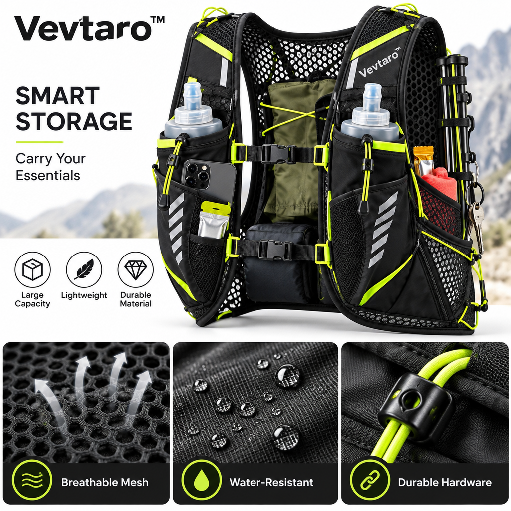 Vevtaro™ Lightweight Running Hydration Vest with Water Bottles — Materials & Structure