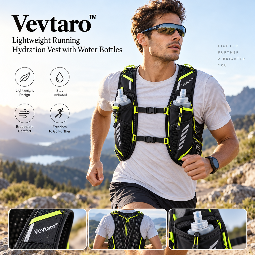 Vevtaro™ Lightweight Running Hydration Vest with Water Bottles — Brand Hero