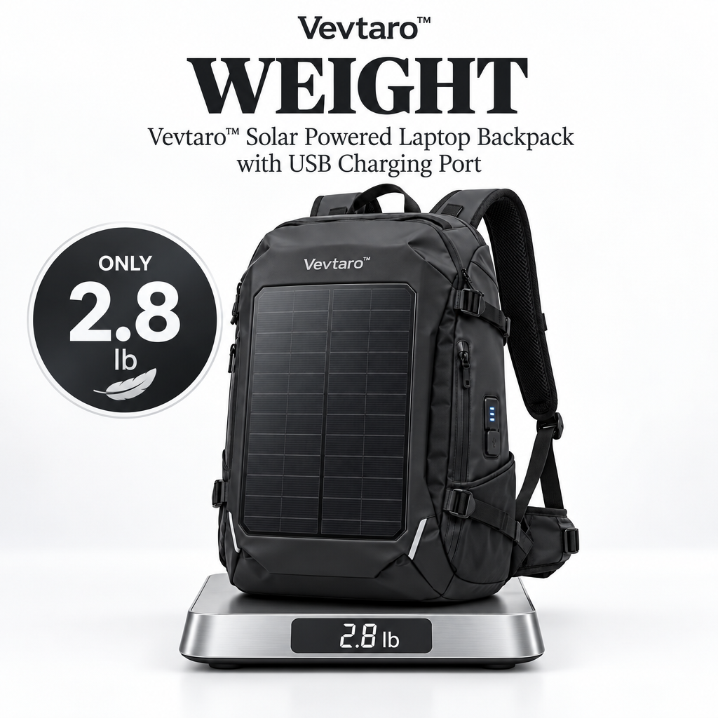 Vevtaro™ Solar Powered Laptop Backpack with USB Charging Port — Weight