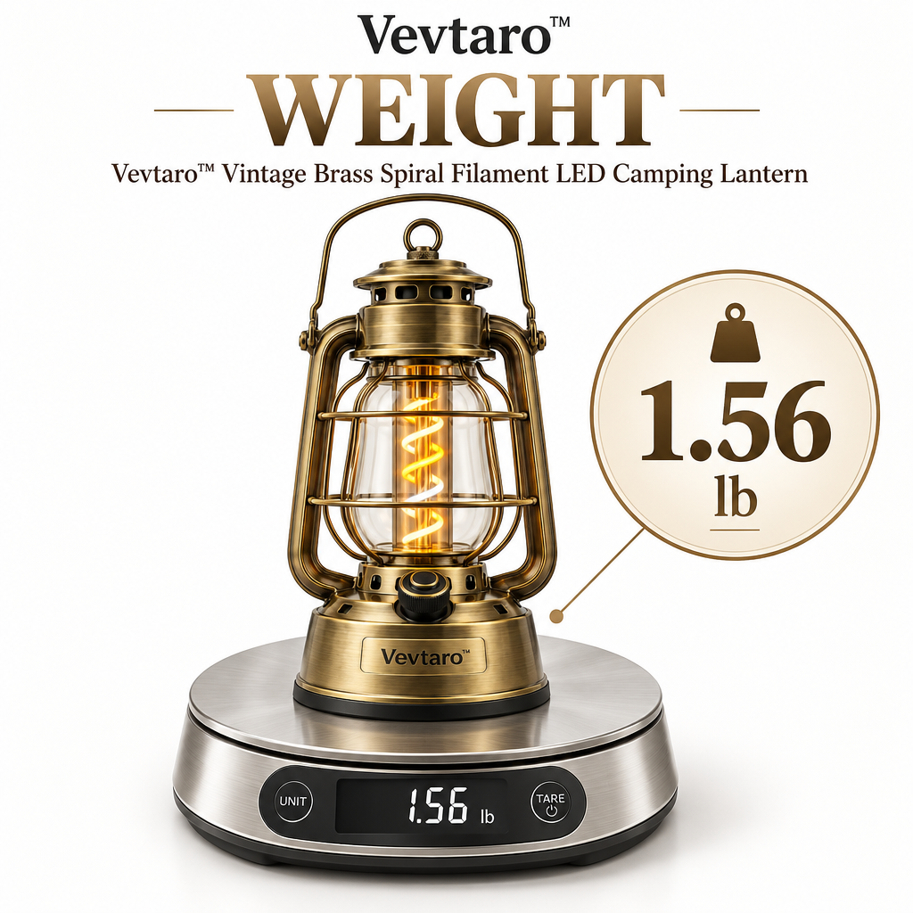 Vevtaro™ Vintage Brass Spiral Filament LED Camping Lantern — Weight