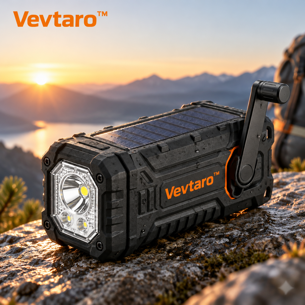 Vevtaro™ Solar & Hand Crank Emergency LED Flashlight — Lifestyle