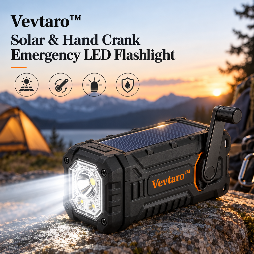 Vevtaro™ Solar & Hand Crank Emergency LED Flashlight — Brand Hero