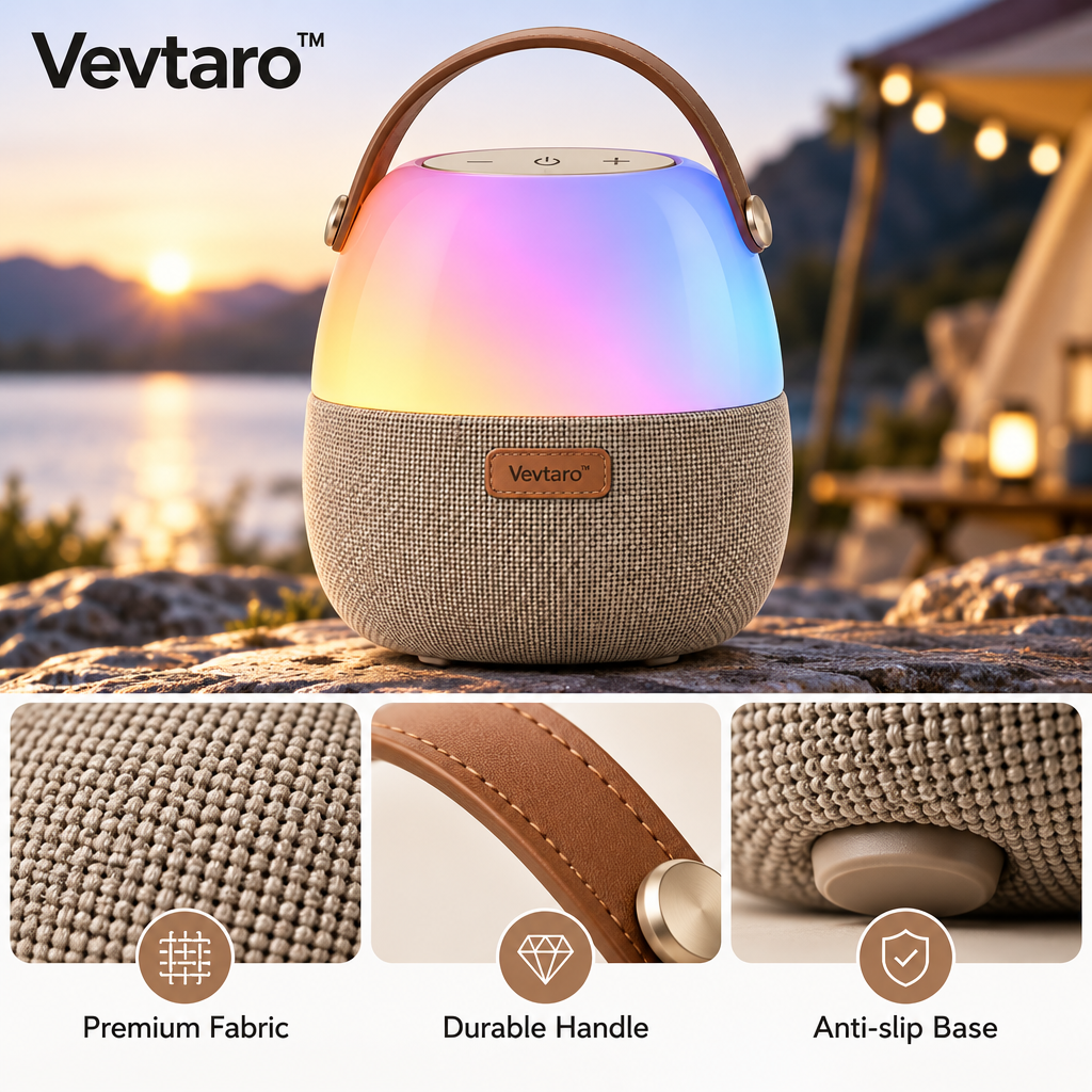 Vevtaro™ Portable RGB LED Night Light Bluetooth Speaker with Handle — Materials & Structure