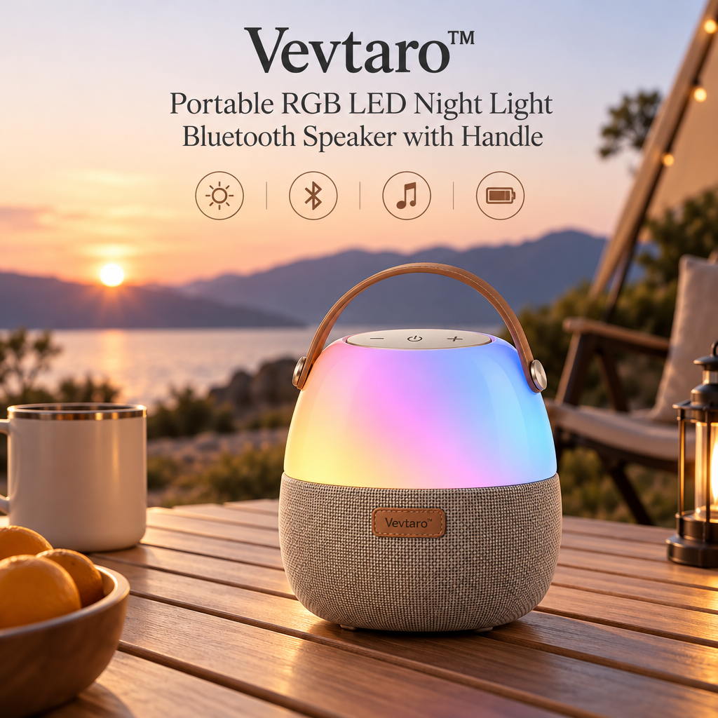 Vevtaro™ Portable RGB LED Night Light Bluetooth Speaker with Handle — Brand Hero