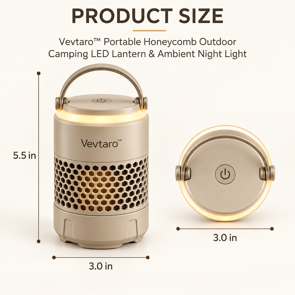 Vevtaro™ Portable Honeycomb Outdoor Camping LED Lantern & Ambient Night Light — Dimensions