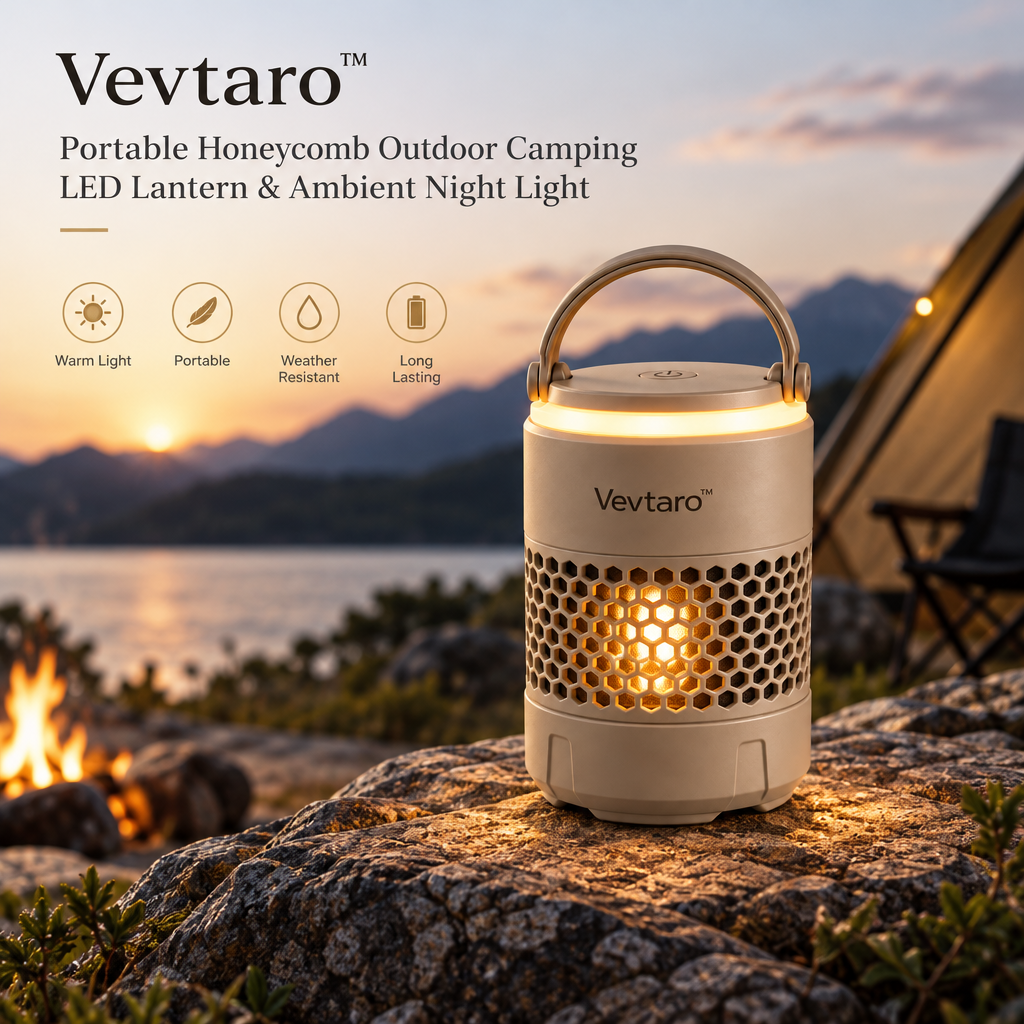 Vevtaro™ Portable Honeycomb Outdoor Camping LED Lantern & Ambient Night Light — Brand Hero